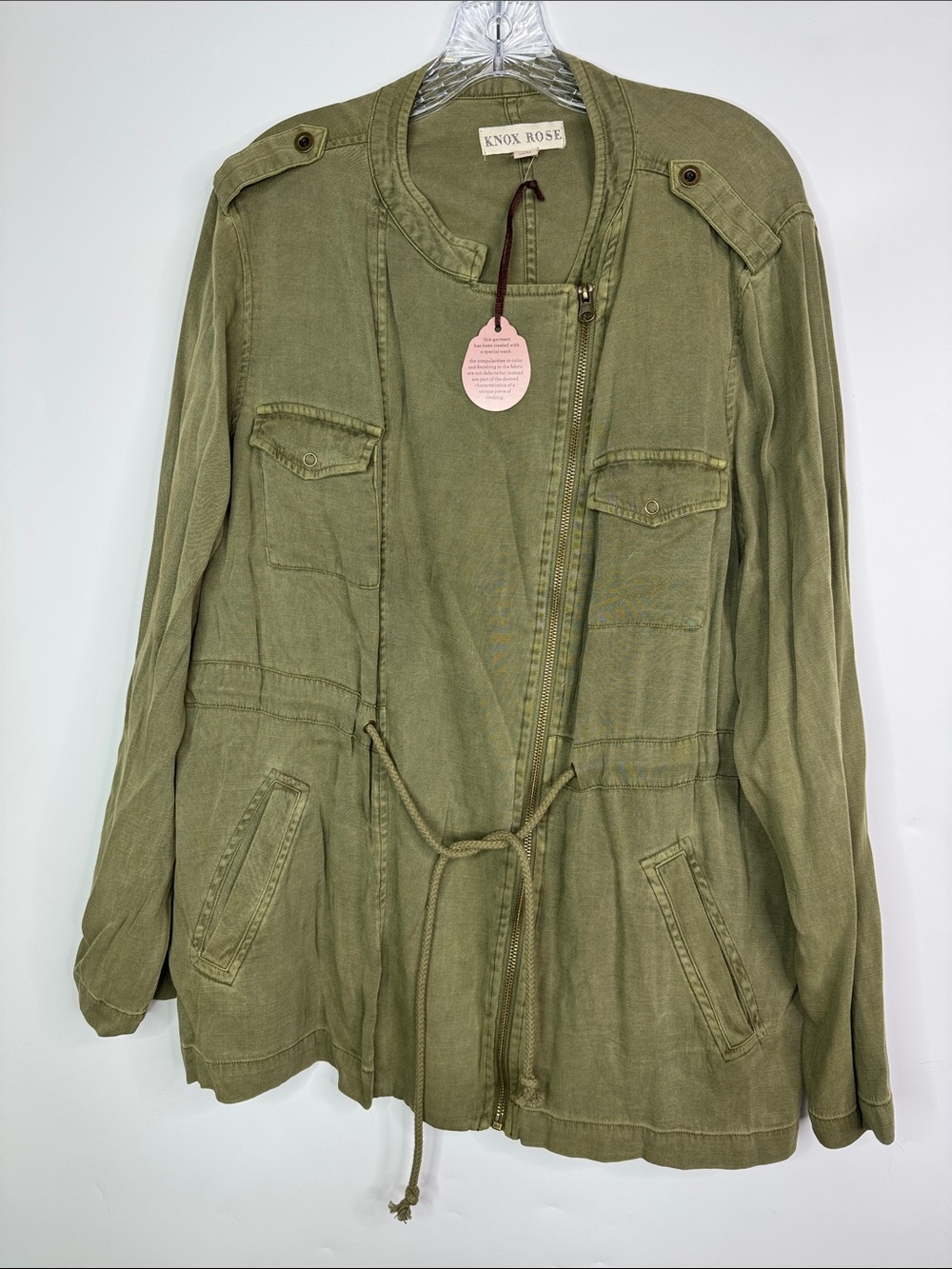 Knox Rose Green Utility Zip Jacket NWT Size XL